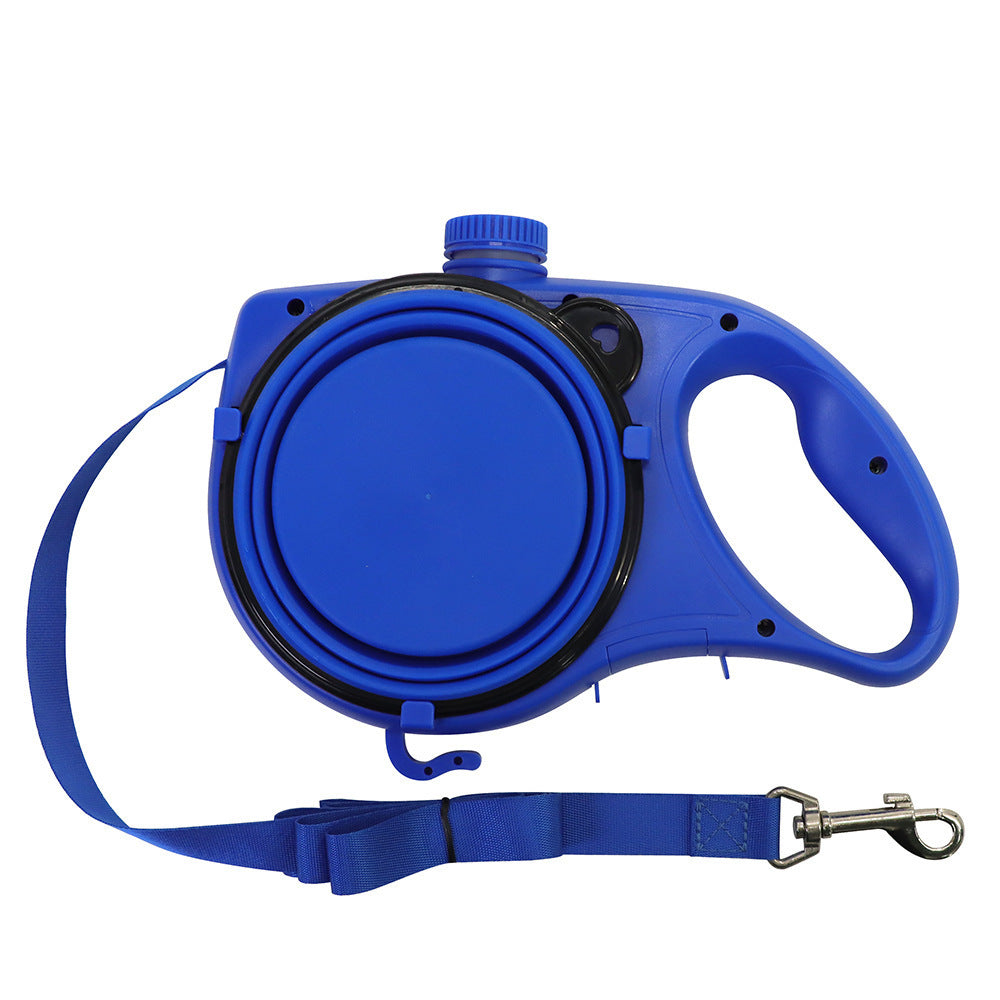 Multifunctional Portable Pet Leash with Water Bottle and Bowl