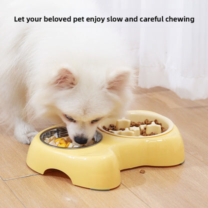 Stainless Steel Two-In-One Pet Bowl Feeder for Cats and Dogs