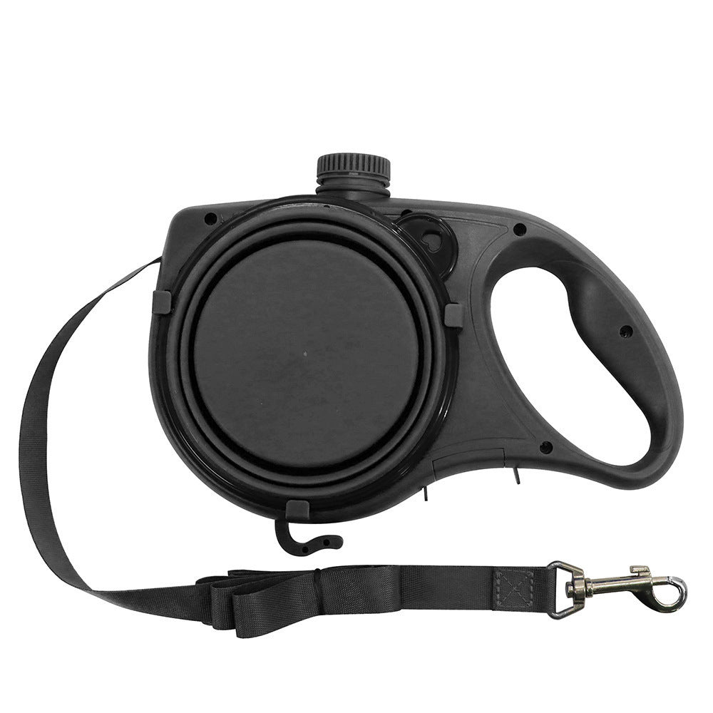 Multifunctional Portable Pet Leash with Water Bottle and Bowl