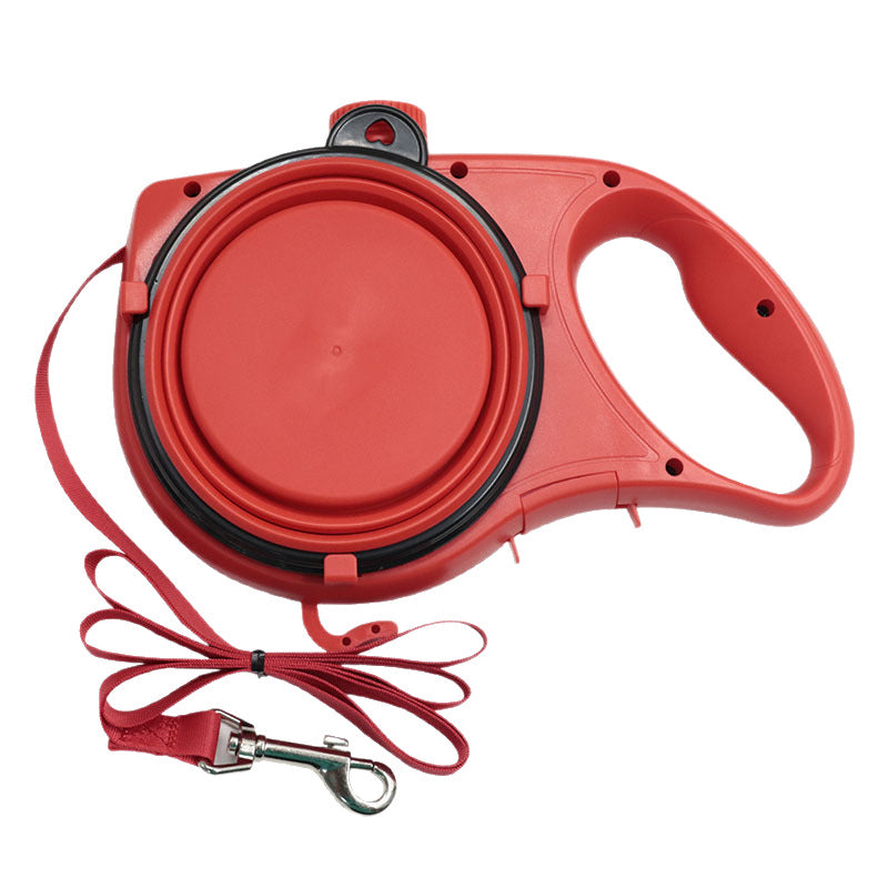 Multifunctional Portable Pet Leash with Water Bottle and Bowl