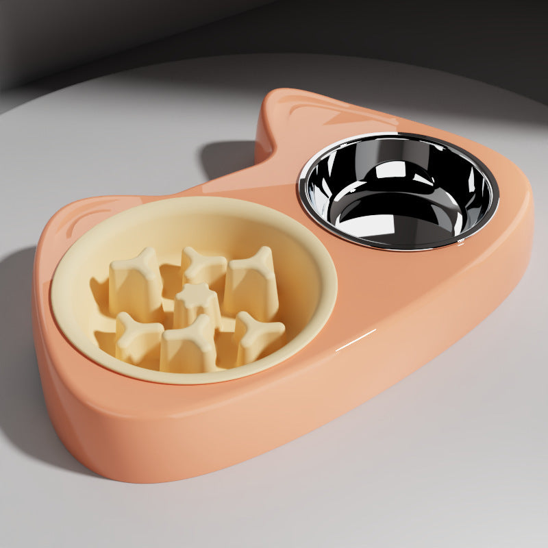 Stainless Steel Two-In-One Pet Bowl Feeder for Cats and Dogs
