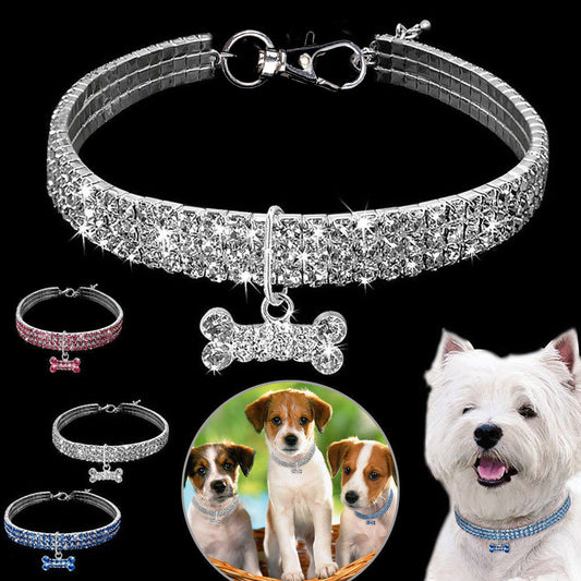Rhinestone Elastic Pet Collar