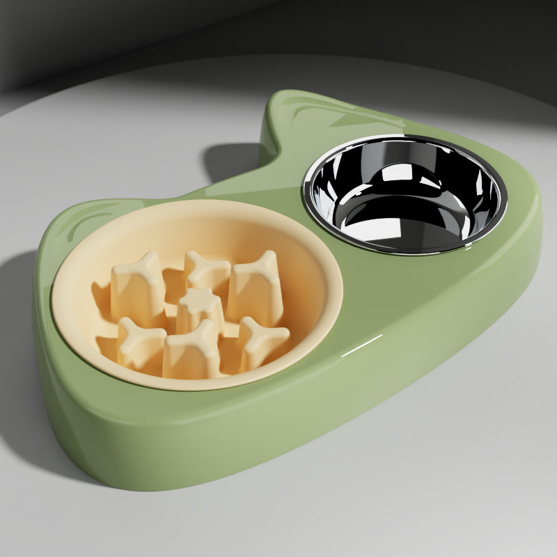 Stainless Steel Two-In-One Pet Bowl Feeder for Cats and Dogs
