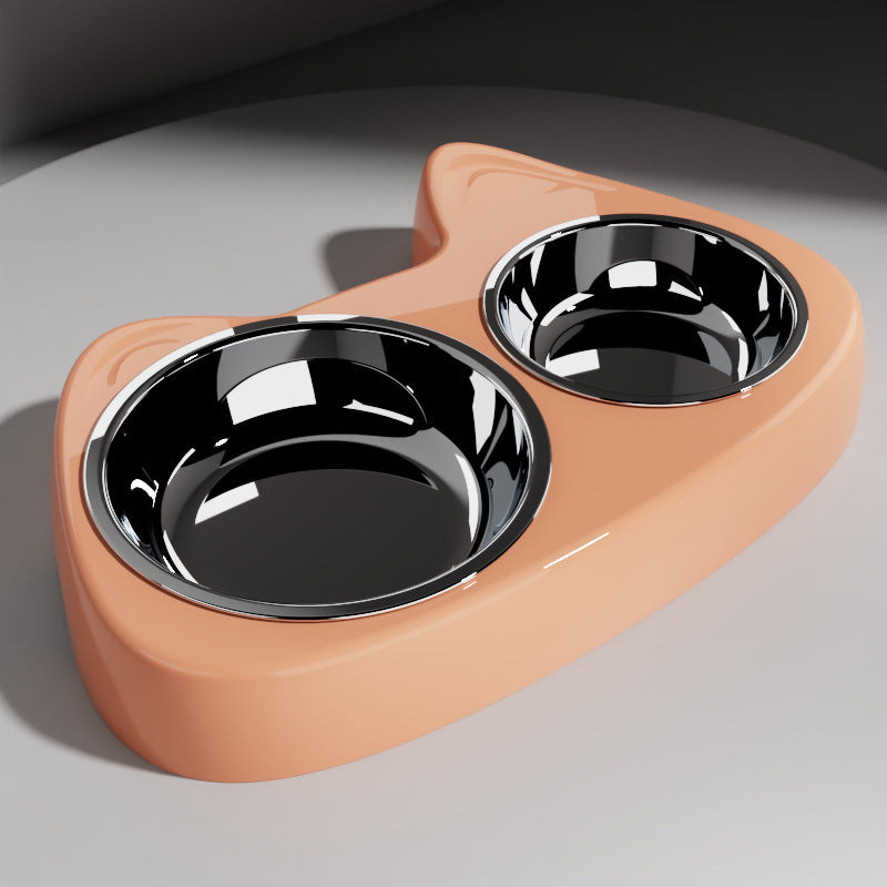 Stainless Steel Two-In-One Pet Bowl Feeder for Cats and Dogs