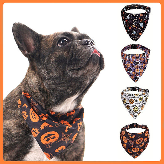 Adjustable Pet Saliva Collar with Halloween Patterns